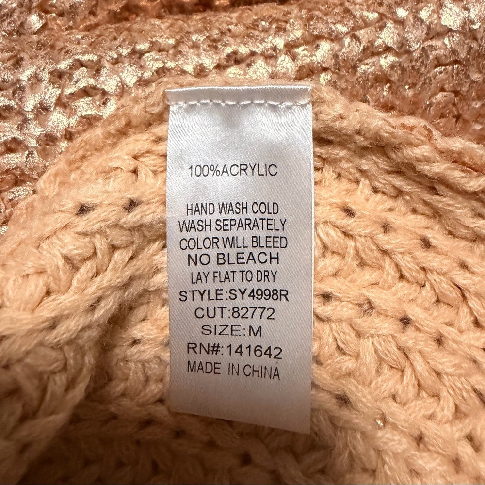 She + Sky Shimmering Gold Turtleneck Sweater - Picture 10 of 12
